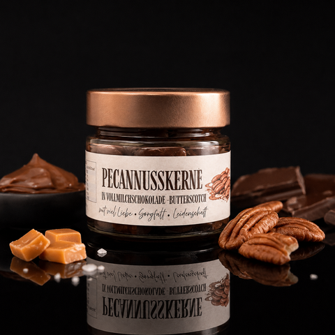 Pecannusskerne in Vollmilchschokolade – Butterscotch