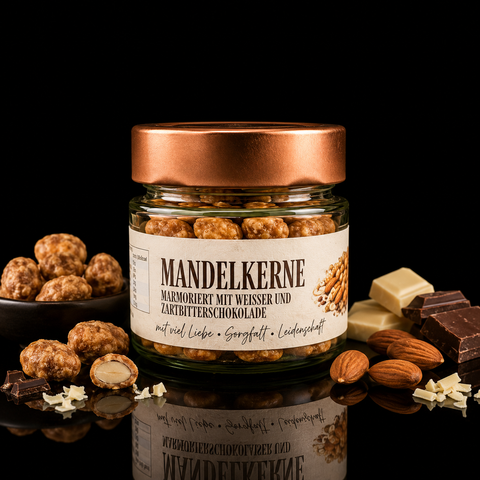 Mandelkerne marmoriert mit weißer & Zartbitterschokolade