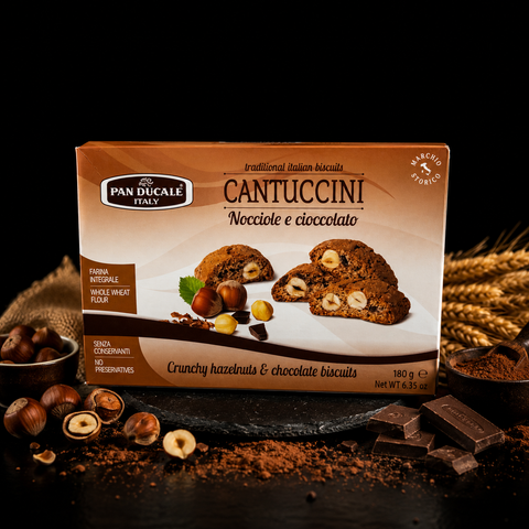 Cantuccini mit dunkler Schokolade und Haselnüssen