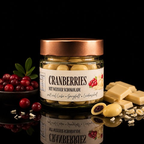 Cranberries mit weißer Schokolade