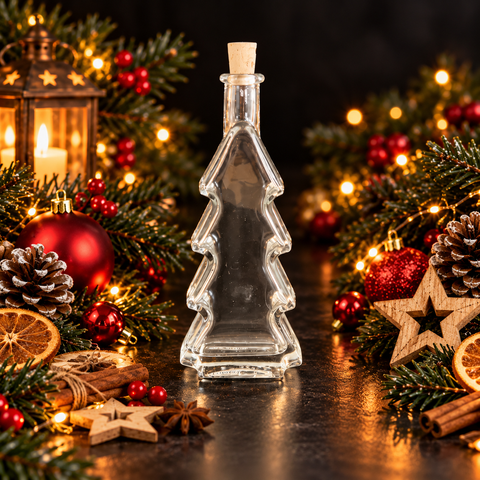 Glasflasche Tannenbaum 200 ml mit Spitzkorken